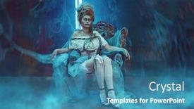  Presentation with old style - PPT theme with halloween-portrait-of-the-dead background and a teal colored foreground