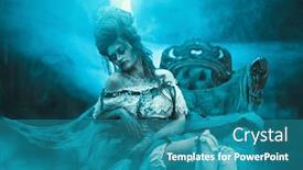  Presentation with ghost - Slides featuring halloween-portrait-of-the-dead background and a teal colored foreground