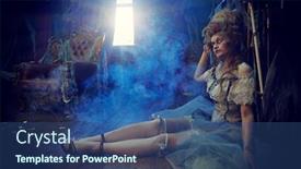  Presentation with old style - Colorful PPT theme enhanced with halloween-portrait-of-the-dead backdrop and a ocean colored foreground