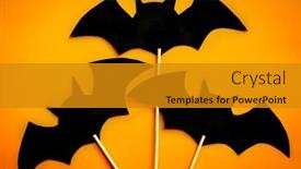  Presentation with halloween bat - Presentation theme having halloween-poster-black-silhouette background and a gold colored foreground
