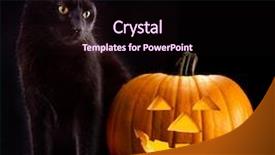  Presentation with horror evil - Slide set enhanced with halloween pumpkin and black cat background and a wine colored foreground