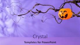  Presentation with halloween candy - PPT theme featuring halloween-pumpkin-bucket-for-candy background and a light blue colored foreground