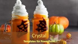  Presentation with cocktail party - Colorful slide deck enhanced with halloween-pumpkin-cocktail-with-whipped backdrop and a tawny brown colored foreground