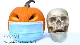  Presentation with human face - Presentation with halloween-pumpkin-halloween-jack-o background and a arctic colored foreground