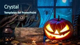  Presentation with lantern - Cool new presentation theme with halloween pumpkin head jack lantern backdrop and a ocean colored foreground