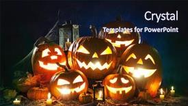  Presentation with lantern - Theme featuring halloween pumpkin head jack lantern background and a wine colored foreground