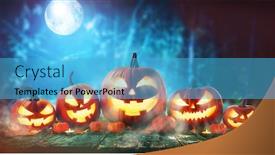  Presentation with spooky - PPT layouts with halloween-pumpkin-head-jack-o background and a teal colored foreground