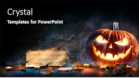  Presentation with lantern - PPT theme with halloween-pumpkin-head-jack-o background and a black colored foreground