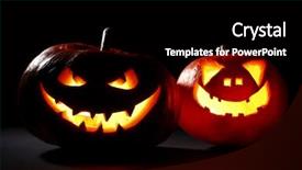  Presentation with black jack - Cool new PPT theme with halloween pumpkin heads jack lantern backdrop and a black colored foreground