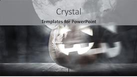  Presentation with scary forest - Presentation theme consisting of halloween pumpkin lantern with ghost in night scary autumn forest spooky black and white celebration background added grain and texture background and a light gray colored foreground