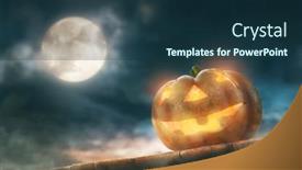  Presentation with night sky moon - Presentation enhanced with halloween-pumpkin-on-wood background and a ocean colored foreground