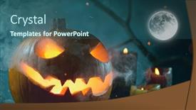  Presentation with spooky - Slide deck enhanced with halloween-pumpkin-on-wooden-plank background and a ocean colored foreground