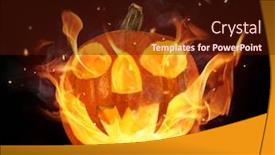  Presentation with flames - Slides having halloween pumpkin with fire flames isolated on black background background and a wine colored foreground