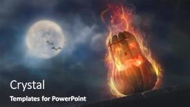  Presentation with night sky moon - Slides with halloween-pumpkin-with-fire background and a tawny brown colored foreground