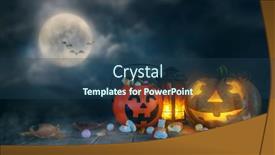  Presentation with night sky moon - Slide deck featuring halloween-pumpkins-baskets-with-sweets background and a ocean colored foreground