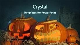  Presentation with halloween - Presentation with halloween pumpkins on a wooden background and a tawny brown colored foreground