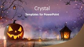  Presentation with dark forest - Slide set consisting of halloween-pumpkins-on-dark-spooky background and a gray colored foreground