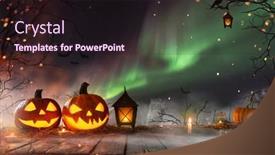  Presentation with dark forest - Theme with halloween-pumpkins-on-dark-spooky background and a wine colored foreground