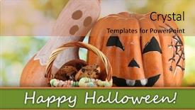  Presentation with halloween - Colorful PPT layouts enhanced with halloween pumpkins on grass backdrop and a coral colored foreground