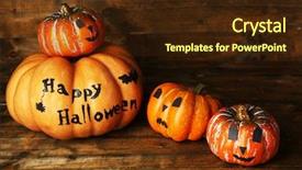  Presentation with halloween - Slides featuring halloween pumpkins on wooden table background and a wine colored foreground