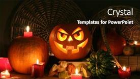  Presentation with faces - Cool new presentation theme with halloween-pumpkins-with-funny-faces backdrop and a black colored foreground