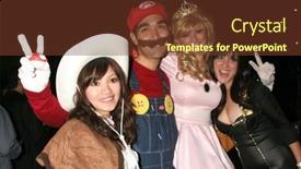  Presentation with carnaval - Colorful presentation design enhanced with halloween-revelers-at-west-hollywood backdrop and a tawny brown colored foreground