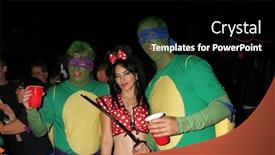  Presentation with carnaval - Slide set having halloween-revelers-at-west-hollywood background and a black colored foreground