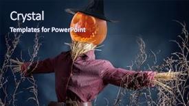 Presentation with dark blue - Colorful theme enhanced with halloween scarecrow with jack-o backdrop and a navy blue colored foreground