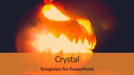  Presentation with scary - Presentation with halloween scary face pumpkin filtered image processed vintage effect background and a gold colored foreground