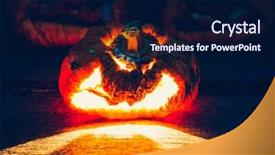  Presentation with scary halloween - Amazing slides having halloween scary face pumpkin filtered image processed vintage effect backdrop and a navy blue colored foreground