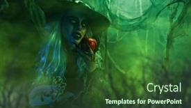  Presentation with scary halloween - PPT layouts having halloween-scary-old-witch-holds background and a tawny brown colored foreground