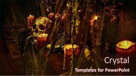  Presentation with scary halloween - Slide deck with halloween-scary-stories-portrait background and a wine colored foreground