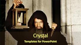  Presentation with evil - Slides having halloween scene of an evil monk with dagger and lantern background and a wine colored foreground