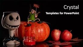  Presentation with halloween - Beautiful slide deck featuring halloween still life with pumpkin autumn leaves candle and witch on a black background halloween background backdrop and a black colored foreground