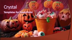  Presentation with halloween - Slide deck featuring halloween sweets for halloween party background and a tawny brown colored foreground