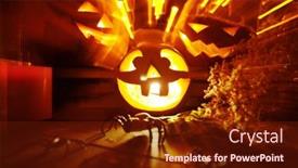  Presentation with halloween - PPT theme featuring halloween-symbols-on-backlit-background background and a tawny brown colored foreground