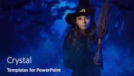  Presentation with halloween flying bats note - Slide deck featuring halloween-tales-a-beautiful-young background and a navy blue colored foreground