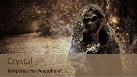  Presentation with horror evil - Presentation theme featuring halloween-tales-horror-thriller background and a coral colored foreground