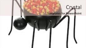  Presentation with halloween candy - Presentation theme featuring halloween-themed-spider-bowl-holding background and a  colored foreground