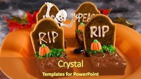  Presentation with cake brownies - Cool new presentation theme with halloween tombstone brownies backdrop and a tawny brown colored foreground