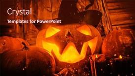  Presentation with black jack - Presentation design enhanced with halloween-traditions-and-tales-photo background and a tawny brown colored foreground