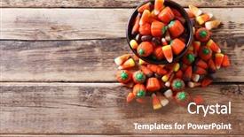 Presentation with halloween - Beautiful presentation theme featuring halloween treats on wooden background backdrop and a  colored foreground