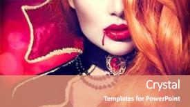  Presentation with vampire - Slide deck with halloween vampire woman portrait beautiful background and a coral colored foreground