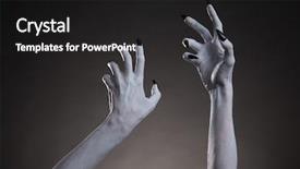  Presentation with black hands - Audience pleasing theme consisting of halloween white hands with black backdrop and a dark gray colored foreground