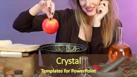  Presentation with poison - Theme having halloween witch preparing poison soup in her cauldron on color background background and a tawny brown colored foreground