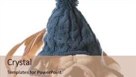  Presentation with english bulldog - Presentation theme consisting of hallowen - dog wearing knit winter hat background and a coral colored foreground