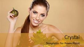  Presentation with fall leaves border autumn - Presentation design enhanced with hallowen - woman with autumn pumpkin background and a  colored foreground