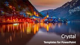  Presentation with scenic - Colorful slides enhanced with hallstatt austria - famous austrian scenic backdrop and a tawny brown colored foreground