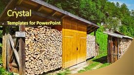  Presentation with wine retail case stack - Colorful PPT theme enhanced with hallstatt austria wood stack backdrop and a tawny brown colored foreground