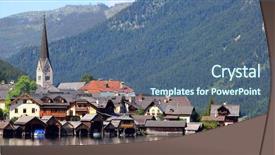  Presentation with history of europe - Presentation design enhanced with hallstatt city in salzkammergut austria background and a ocean colored foreground